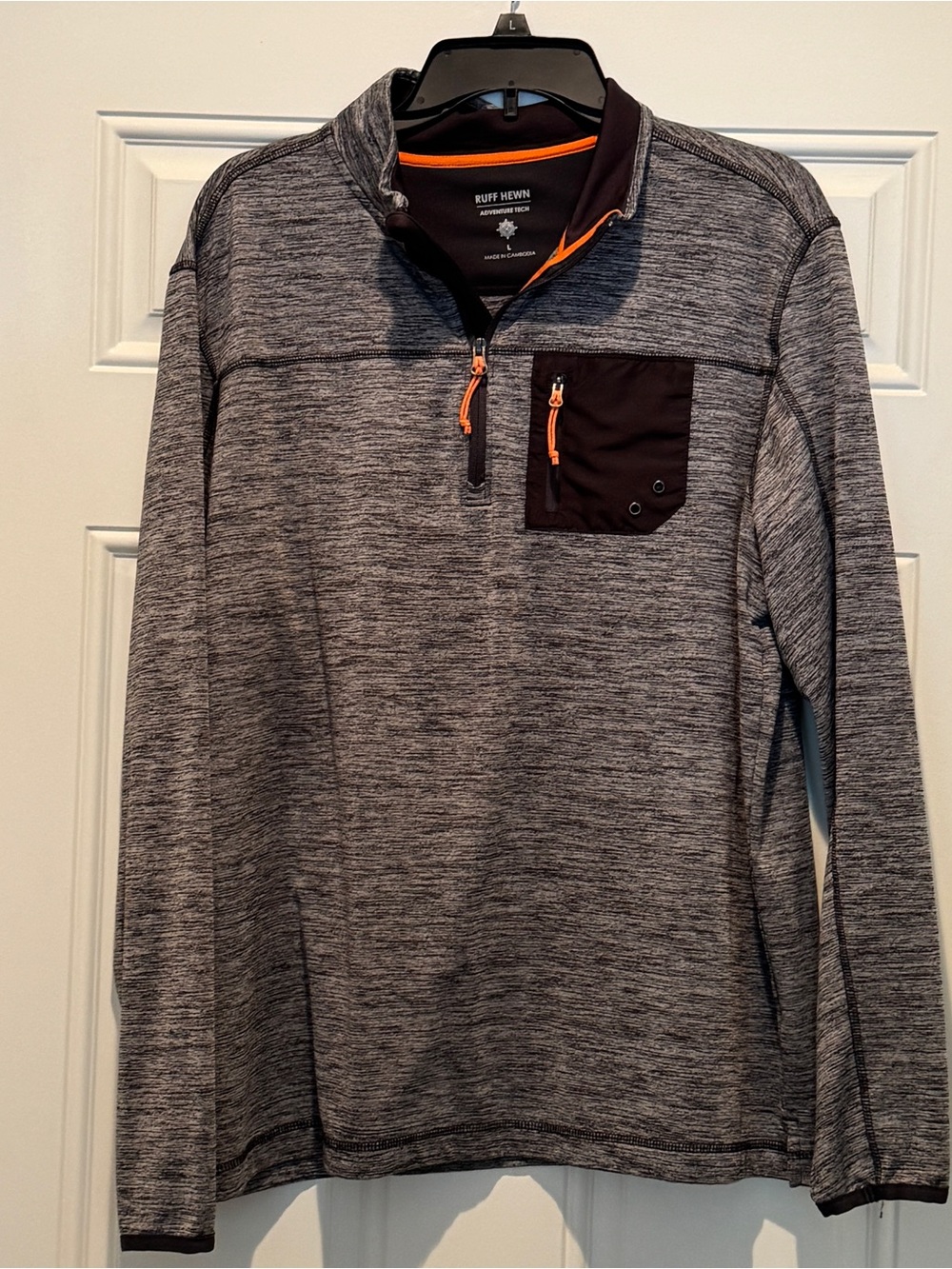 Ruff Hewn Heather Gray Quarter-Zip Pullover with Orange Trim